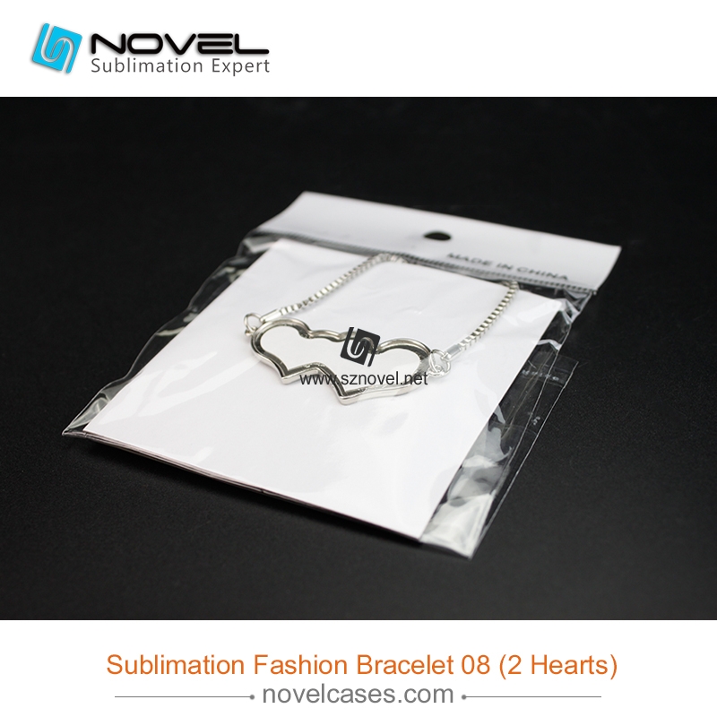 Fashionable Sublimation bracelet, heart with heart shape