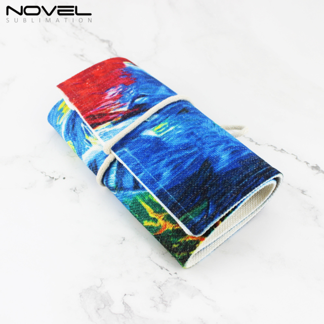 Custom Sublimation Blank Roll Up Pencil Bag Pen Holder Pouch Storage