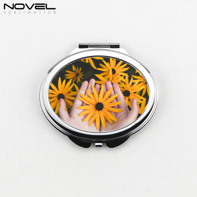 Sublimation Blank Metal Pocket Makeup Mirror-Oval