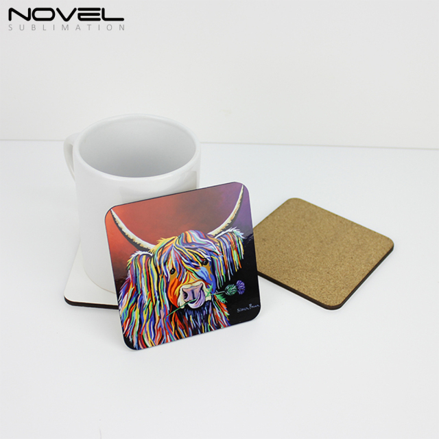 4mm MDF Coaster Sublimation Coaster With Cork Back- Square
