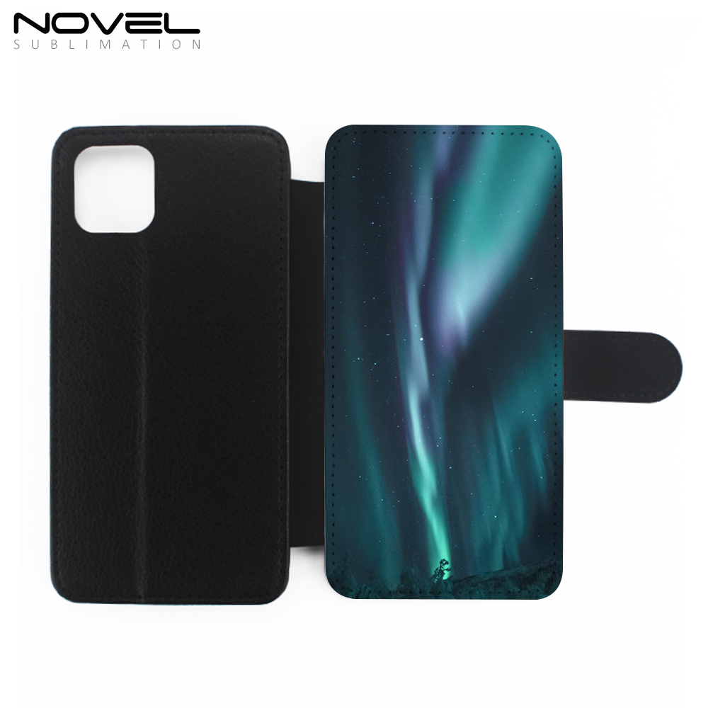 New For iPhone 11 Pro Max 6.5" Custom Sublimation PU Flip Phone Wallet Case