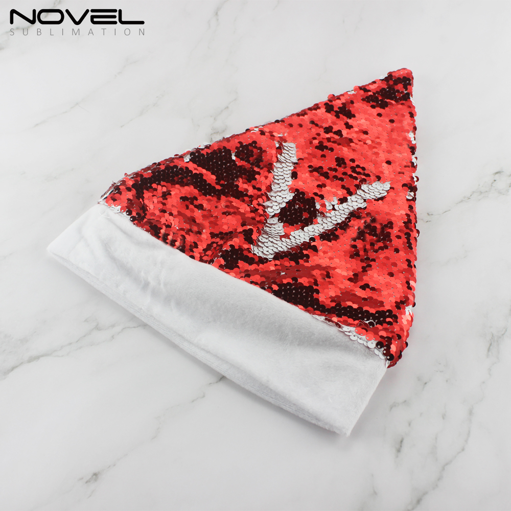 Popular Magic Sequins Santa Hat Sublimation Cap For Xmas Christmas