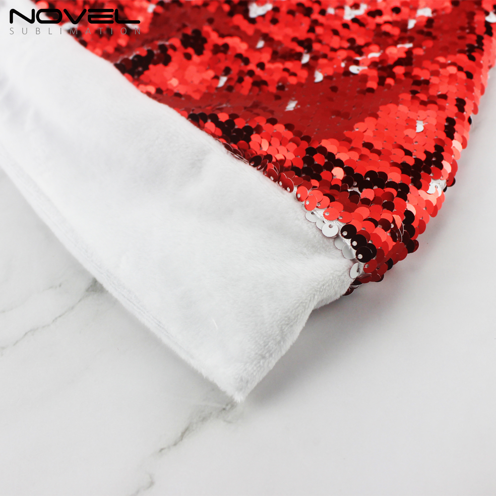 Popular Magic Sequins Santa Hat Sublimation Cap For Xmas Christmas