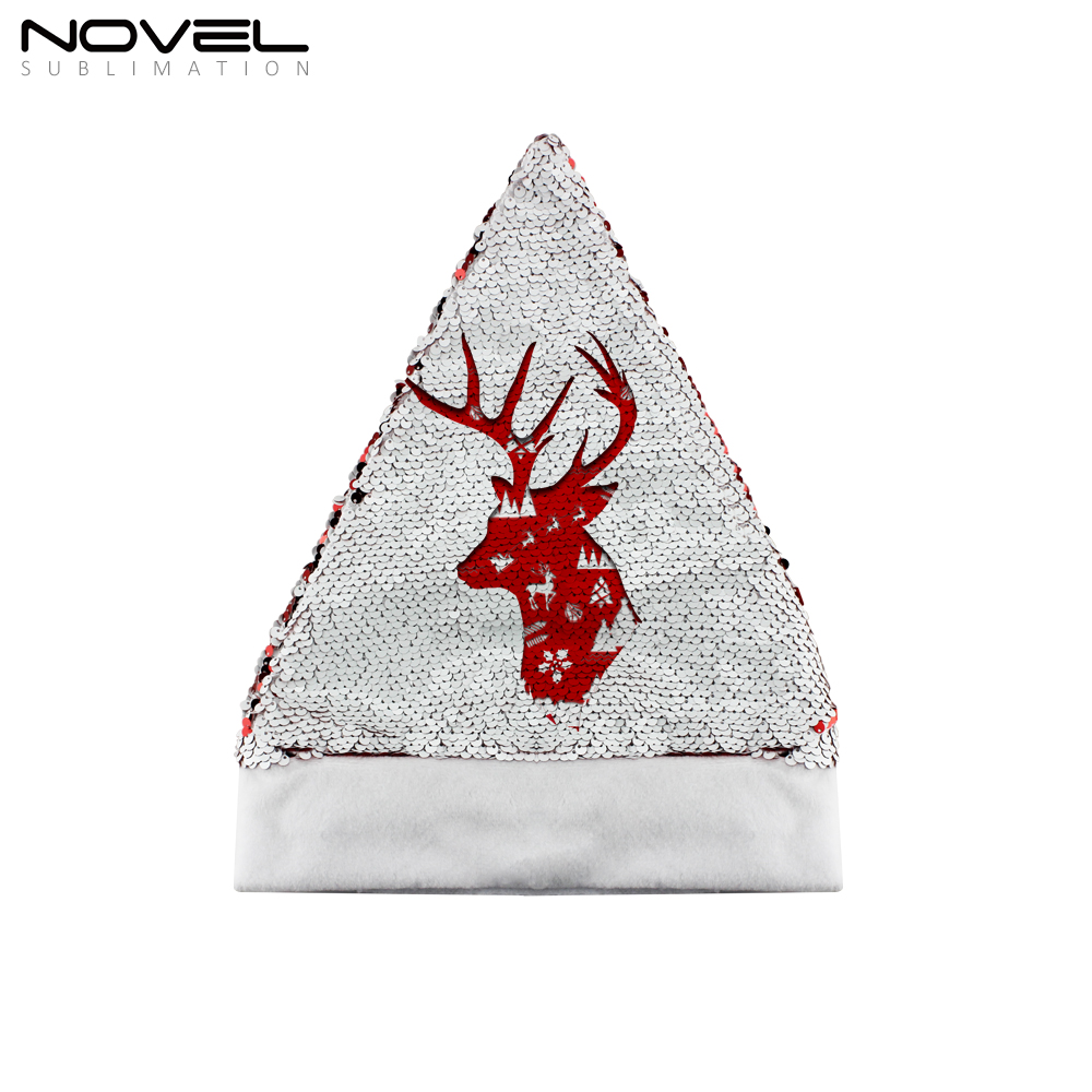 Popular Magic Sequins Santa Hat Sublimation Cap For Xmas Christmas