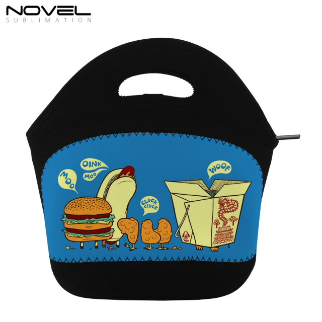 Custom Black Sublimation Blank Cooler Lunch Bag