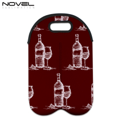 Custom White Neoprene Sublimation Double Wine Bottle Bag