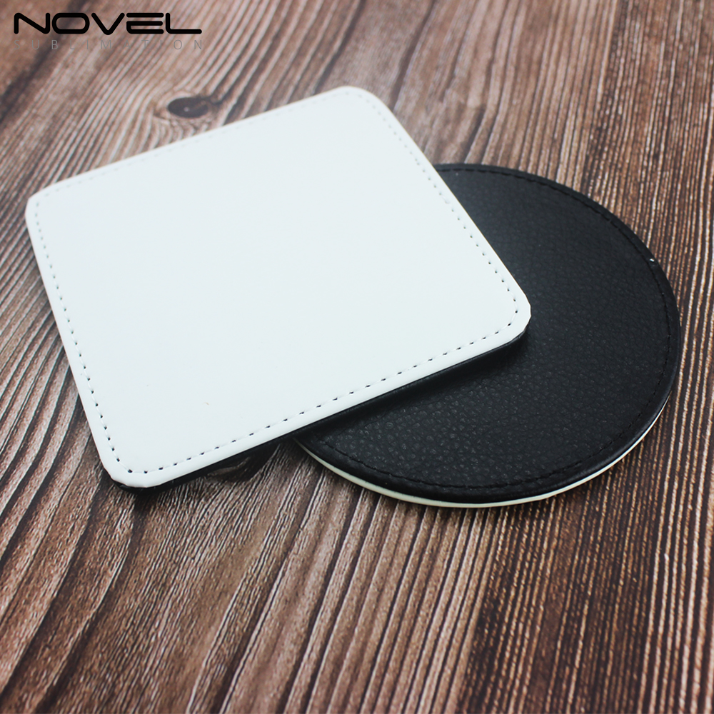 Best Deal |  DIY Pattern High Quality Sublimation Blank PU Leather Coaster Round PU Leather Coaster Sublimation Mug Pad