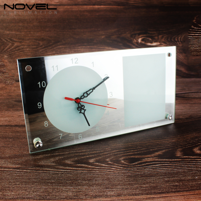 12” Strip Mirror Edge Clock Photo Desktop Frame