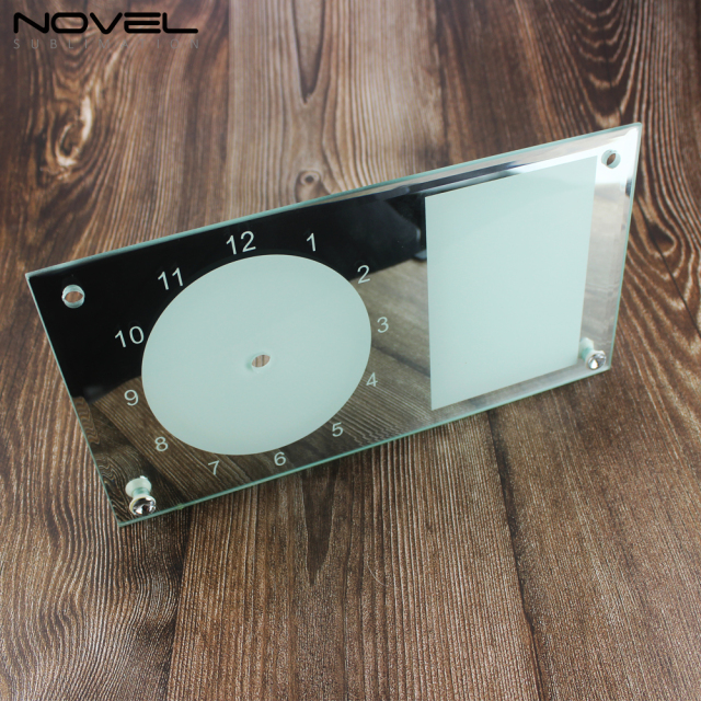 12” Strip Mirror Edge Clock Photo Desktop Frame