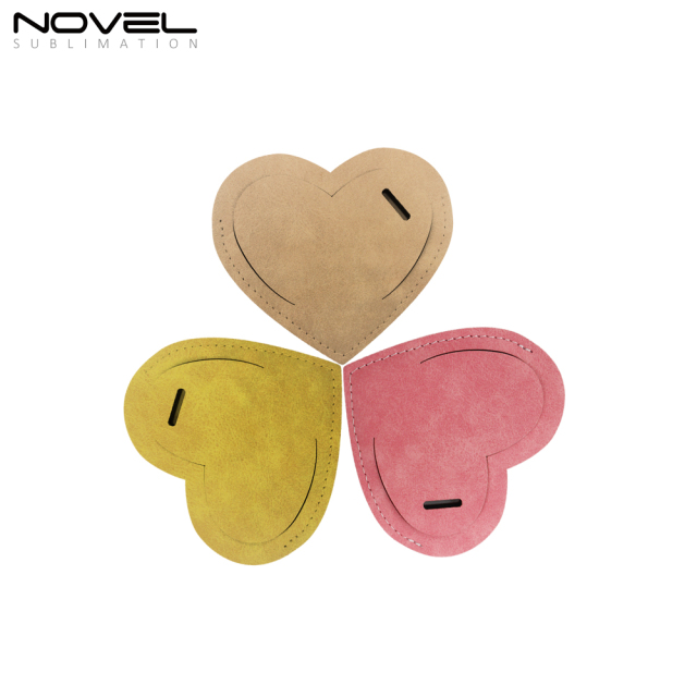 Heart Color Luggage Tag Sublimation Printing PU Leather Luggage Tag Holder #2