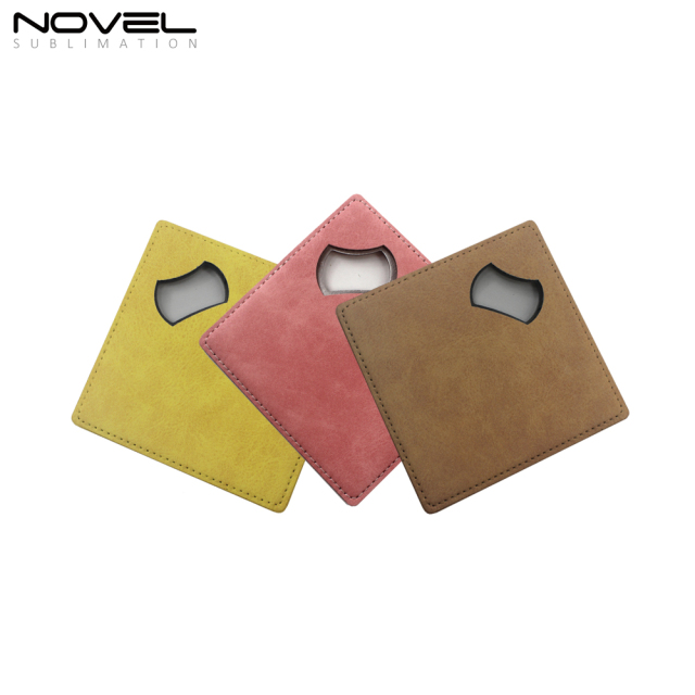 Double Sided Printable Colorful Square Coaster Bottle Opener #3