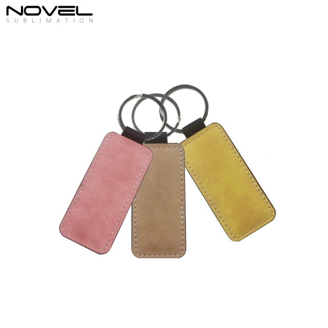 Sublimation PU Keychain Rectangle Color Key Tag