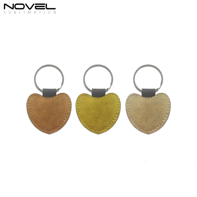 Blank Sublimation PU Leather Keychain Heart