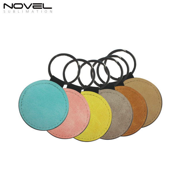 DIY Sublimation Printing PU Leather Keychain Round