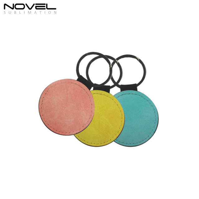 DIY Sublimation Printing PU Leather Keychain Round