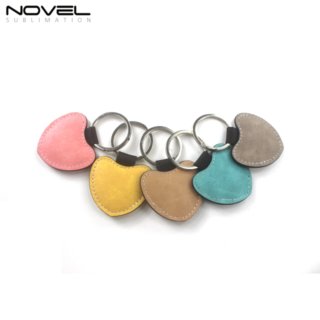 Blank Sublimation PU Leather Keychain Heart