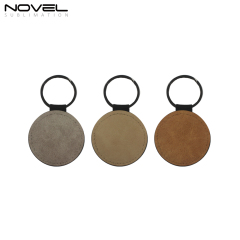 DIY Sublimation Printing PU Leather Keychain Round