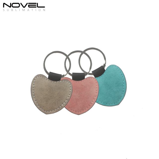 Blank Sublimation PU Leather Keychain Heart