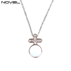 Fashionable Sublimation Necklace -Round with Diamonds