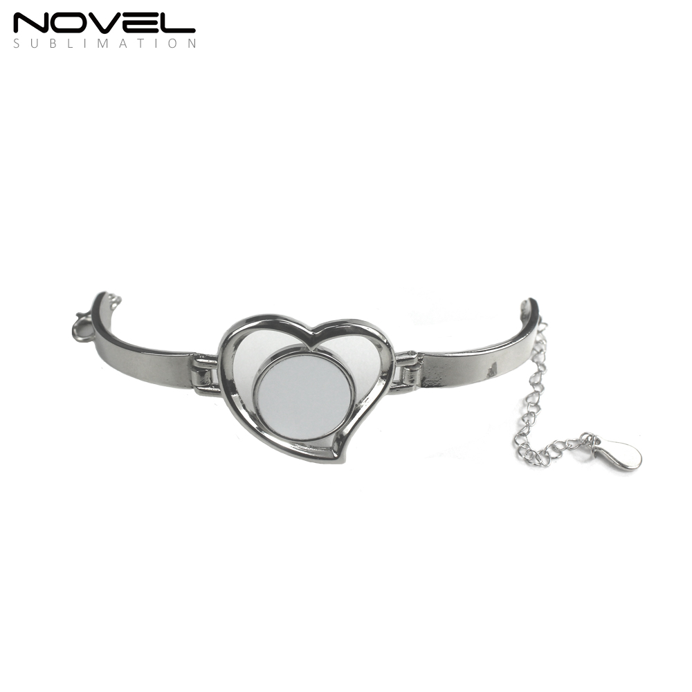 Fashionable Sublimation Bracelet,Heart with middle round printable