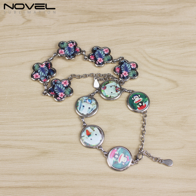 Sublimation Zinc Alloy Bracelets Custom Charm Bracelets Collection Fashion Jewelry