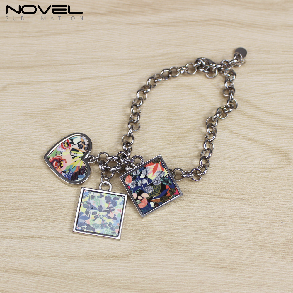 Sublimation Zinc Alloy Bracelets Custom Charm Bracelets Collection Fashion Jewelry