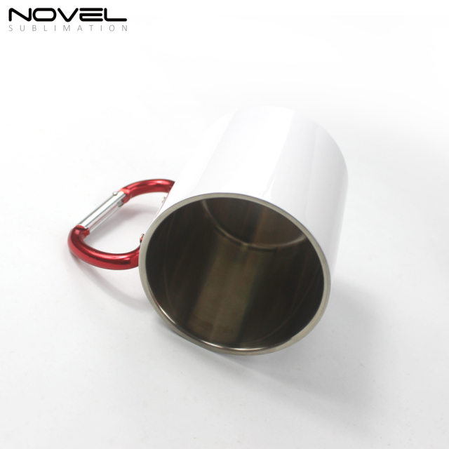 300ml Stainless Steel Sublimation Mug With Red Carabiner Handle