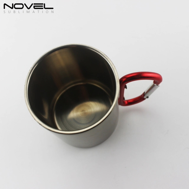 300ml Stainless Steel Sublimation Mug With Red Carabiner Handle