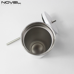 500ml Conical Straw Thermos Cup Stainless Steel Mug