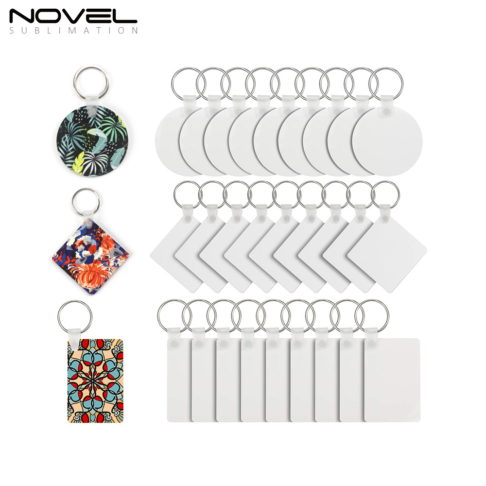 Promotion Gifts MDF Keychains Sublimation MDF Key ring 5 Shapes Sublimation Blank Keychain 100pcs/lot
