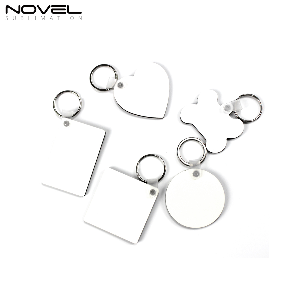 Promotion Gifts MDF Keychains Sublimation MDF Key ring 5 Shapes Sublimation Blank Keychain 100pcs/lot