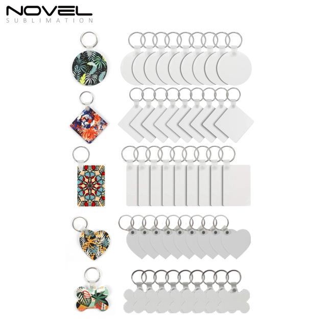 Promotion Gifts MDF Keychains Sublimation MDF Key ring 5 Shapes Sublimation Blank Keychain 100pcs/lot