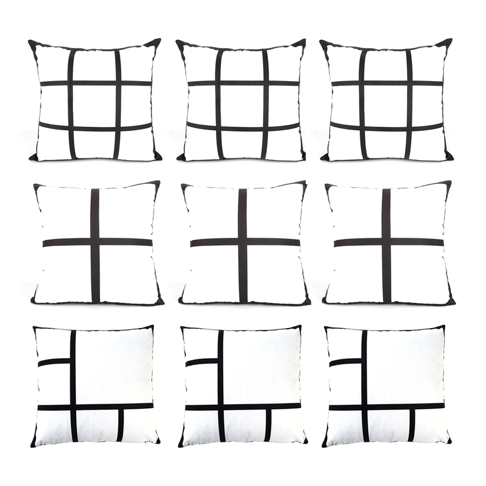 Square Grid Pillowcase Cushion Covers Sublimation Blank Grid Pattern Short Plush Pillow Cover