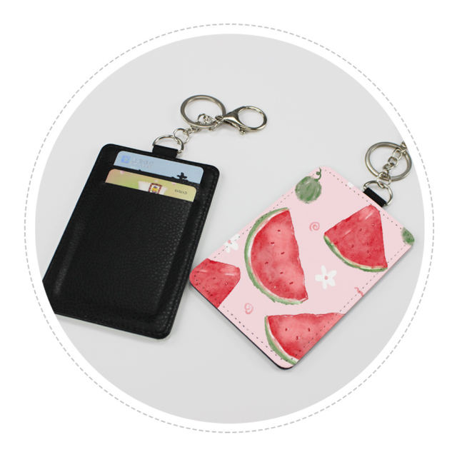 PU Leather Bus Card Holder with Keyring Travel Card Credit Sublimation Blank Case