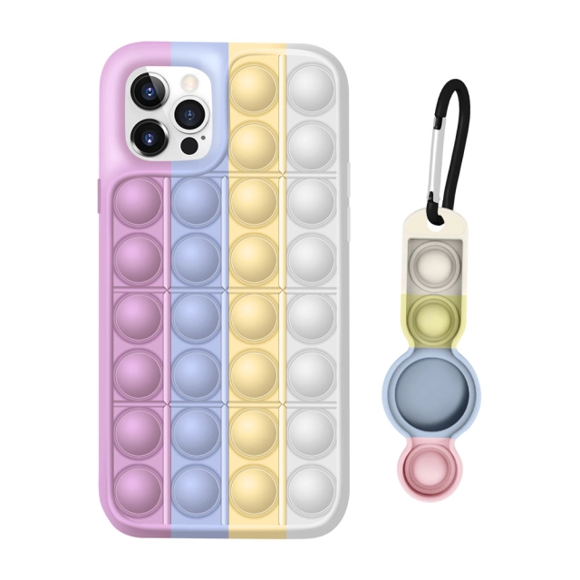 Stress Relief Push Pop Bubble Fidget Toy Phone Case Kit for iPhone Silicone Protective Case for AirTag