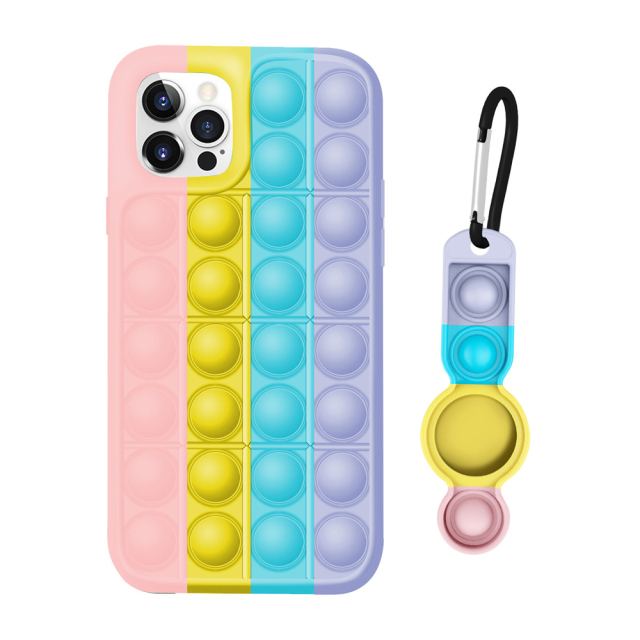Stress Relief Push Pop Bubble Fidget Toy Phone Case Kit for iPhone Silicone Protective Case for AirTag
