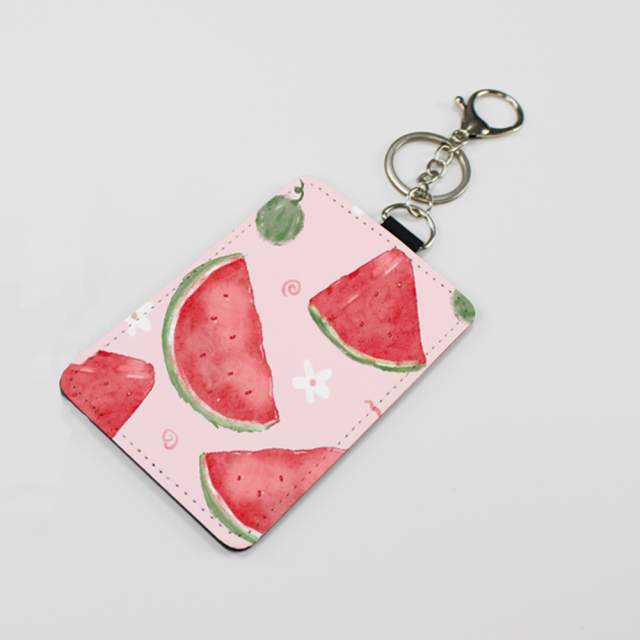 PU Leather Bus Card Holder with Keyring Travel Card Credit Sublimation Blank Case