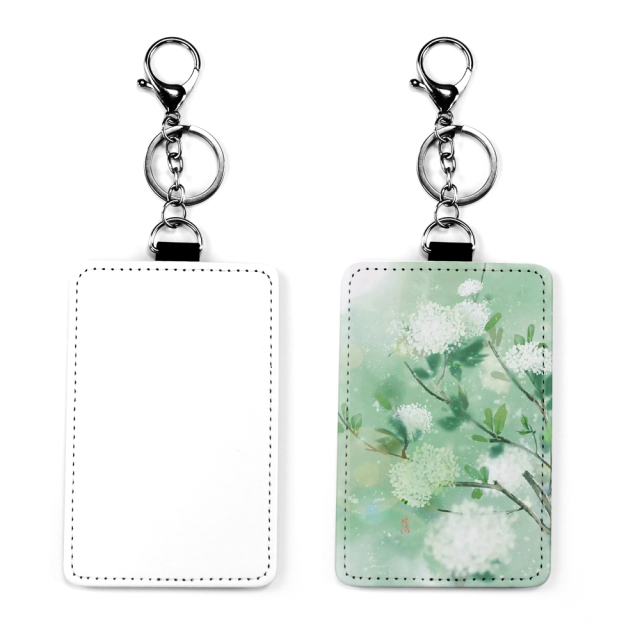 PU Leather Bus Card Holder with Keyring Travel Card Credit Sublimation Blank Case