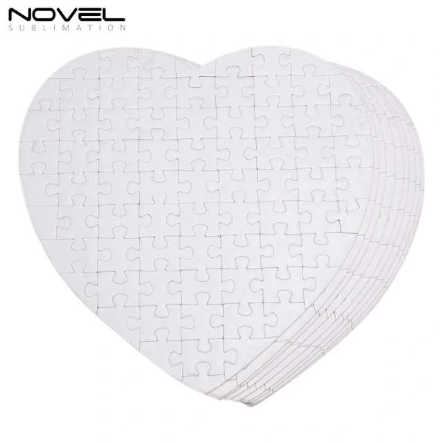 Sublimation Cardboard Puzzle Heart Shape White DIY Puzzle 80pieces