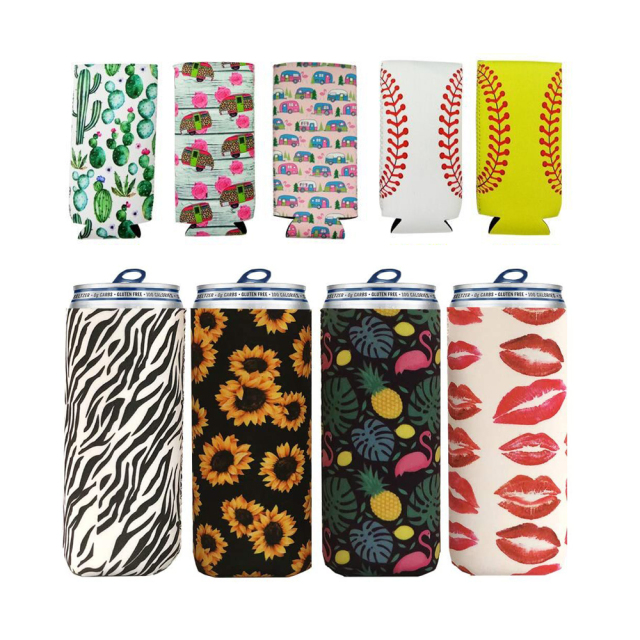 Neoprene Sublimation Slim Can Holder Beer Bottle Holder Cooler with bottom