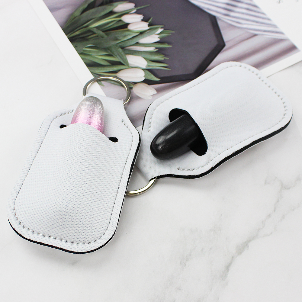 Sublimation Blank Neoprene Keychain Chapstick Holder Lipstick Keychain Holder Sanitizer Holder Customized Keyring