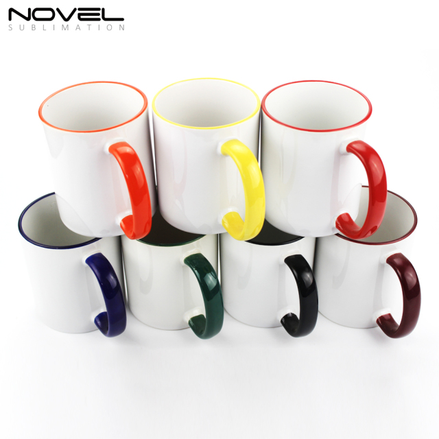 11oz Ceramic Coffee Mug Classic Mug with Color Rim and Handle