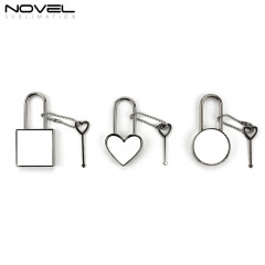 Zinc alloy Padlock Sublimation Metal Lock Square Heart Circle Lock with Key Heat Round Square Shapes