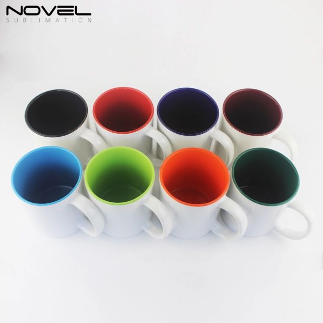 11oz Inside Color Mug Ceramic Coffee Mugs with inner Colors White Handle White Box