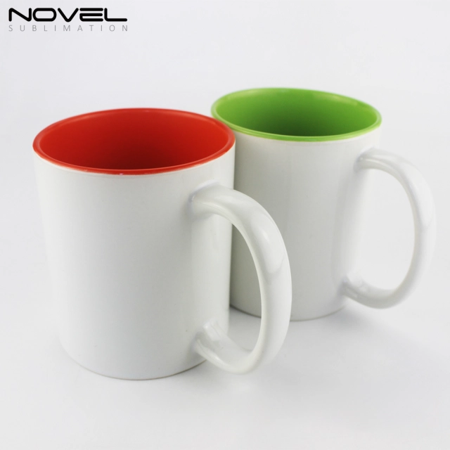 11oz Inside Color Mug Ceramic Coffee Mugs with inner Colors White Handle White Box