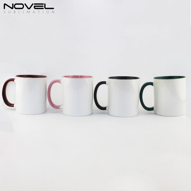 CeramicMugs Coffee Mug 11oz Mug Cup with Color Fringe Color Rim and Handle