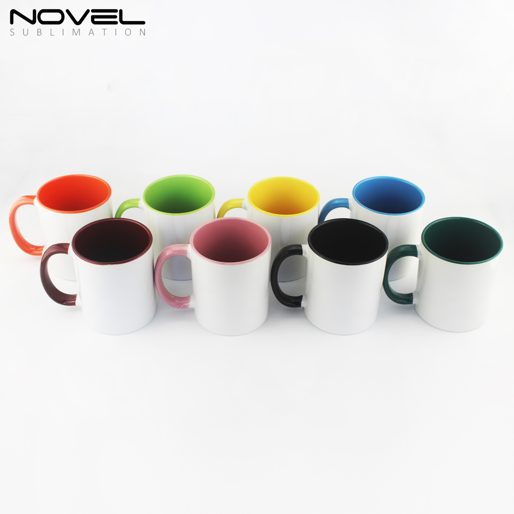CeramicMugs Coffee Mug 11oz Mug Cup with Color Fringe Color Rim and Handle