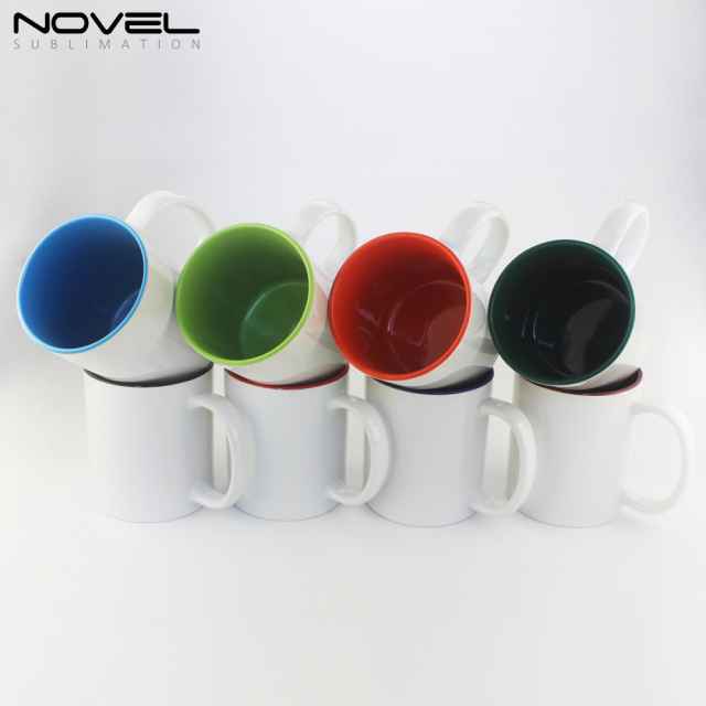 11oz Inside Color Mug Ceramic Coffee Mugs with inner Colors White Handle White Box