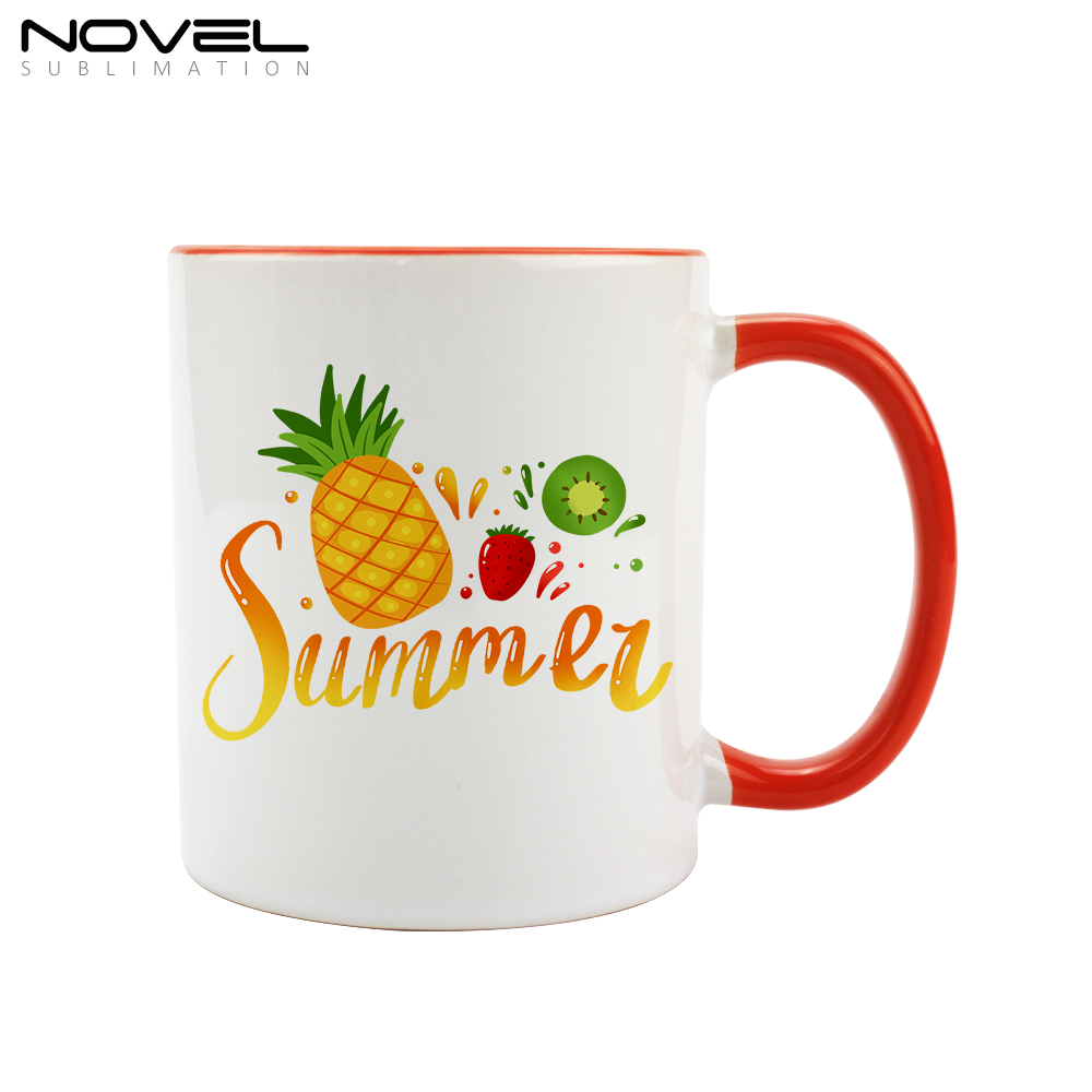 11oz Ceramic Coffee Mug Classic Mug with Color Rim and Handle