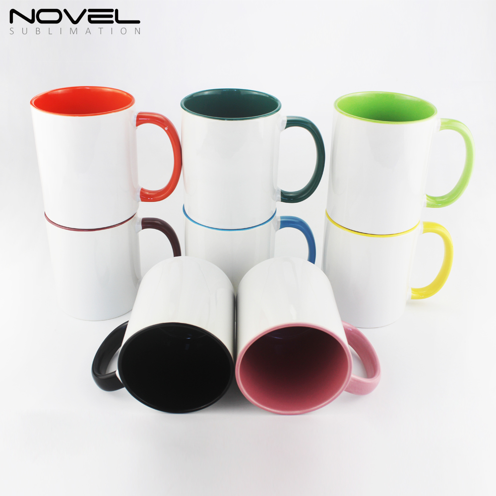 CeramicMugs Coffee Mug 11oz Mug Cup with Color Fringe Color Rim and Handle
